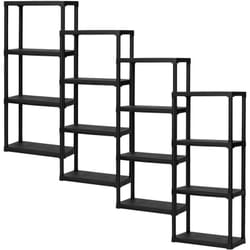 4x set étagères modulaires avec 4 étagères en plastique chacune. - Noir