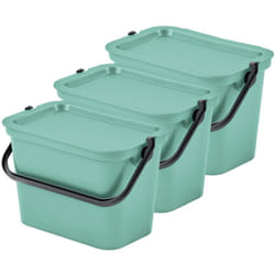 Tontarelli - wellhome Lot de 3 poubelles sauge 'moda' 5L avec anse 27,5x17,6x18,58 cm - Sage
