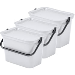 Tontarelli - wellhome Lot de 3 poubelles 'moda' 5L Blanc avec poignée 27,5x17,6x18,58 cm - Blanc