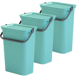Wellhome Lot de 3 poubelles sauge 'moda' 10L avec poignée - Sage