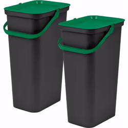 Poubelle "MODA" 40L avec poignée (seau noir) Dimensions : 37,8x28,5x60,6 cm chacune Couleur : noir et vert Capacité : 40L/uni ...