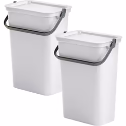 Poubelles "MODA" avec poignée 10L Empilable ensemble Couleur blanche Mesures: 27,5X17,6X35,5cm/u Capacité : 10L x2