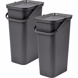 Poubelles "MODA" avec poignée 25L Empilable ensemble Couleur : graphite Mesures: 33,7X26X45,5cm/u Capacité : 25L x2