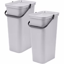 Poubelles "MODA" avec poignée 25L Empilable ensemble Couleur blanche Mesures: 33,7X26X45,5cm/u Capacité : 25L x2