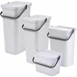 Poubelles "MODA" avec poignée Empilable ensemble Couleur blanche Dimensions : 5L (27,5x17,6x18,5cm) | 10L (27,5x17,6x35,5cm)  ...