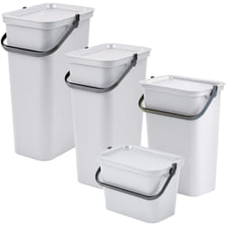 Lot de 4 poubelles blanches de 5L/10L/25L/40L avec poignée -'moda' - blanc - Tontarelli
