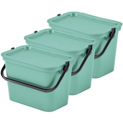 Tontarelli - Lot de 3 poubelles sauge 'moda' 5L avec poignée - sage