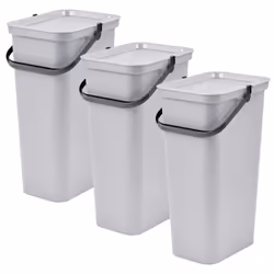 Poubelles "MODA" avec poignée 40L Empilable ensemble Couleur blanche Mesures: 37,8x38,5X60,6cm/u Capacité : 40L x3