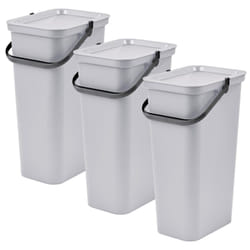 Lot de 3 poubelles 40L blanche avec poignée - 'moda' - blanc - Tontarelli