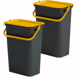 Poubelle "MODA" 10L avec poignée (seau noir) Dimensions : 27,5x17,6x35,5 cm chacune Couleur : noir et ambre Capacité : 10L/un ...