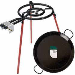 Préparez de délicieuses paellas avec cette poêle à paella émaillée de 46 cm et cet ensemble de 400 brûleurs de San Ignacio en ...