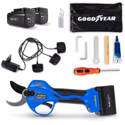 Le sécateur à batterie Goodyear 840W est particulièrement puissant et simple à utiliser. Sa conception ergonomique s'adapte c ...