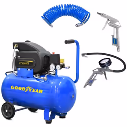 Compresseur d'air comprimé électrique 230V GOODYEAR pouvant être utilisé aussi bien en extérieur qu'en intérieur. Il dispose  ...
