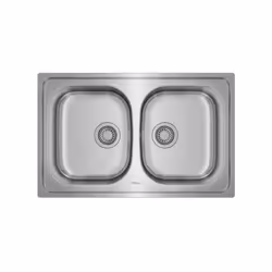 Teka Universe 80 T-XP 2C, Evier à poser, Rectangulaire, Acier inoxydable, Acier inoxydable, 2 bols, Ovale