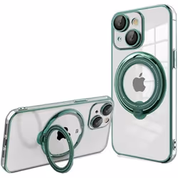 Coque iPhone 15 Plus - Cool - Magnétique Ring - Vert - Anti-choc - Compatible Magsafe
