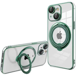 Coque iPhone 15 Plus - Cool - Magnétique Ring - Vert - Anti-choc - Compatible Magsafe