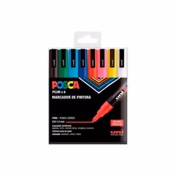 Uni-ball - Uniball marker posca pc-3m/8c non-permanent pointe fine 0.9mm-1.3mm couleurs assorties basic -case 8u-.