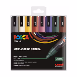 Marqueur Uni posca pc-5m case 8 couleurs pastel.