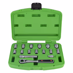 JBM 50623, Ensemble de clés à douille, 1 pièce(s), Noir, Chrome, Vert, 630 g, Manche de clé, 1 pièce(s)