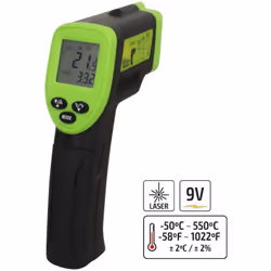 THERMOMÈTRE LASER JBM 52162 -50º à 330ºC 9V DC Pile / Plage de mesure : -50° à 330°C (58°F à 626°F) / Précision : ± 2°C / ± 2 ...