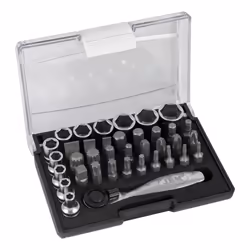 JBM 52198, Ensemble de clés à douille, 38 pièce(s), Noir, Argent, 1/4", 4,4.5,5,6,7,8,9,10,11,12,13 mm
