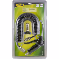 JBM 52381 SOUFFLEUR 3/8 » AVEC TUYAU DE 5m SOUFFLEUR 3/8 » avec TUYAU DE 5m Matériau : PU // 35 tours Comprend: 1 pistolet à ...