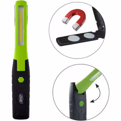 JBM 53216 LAMPE TORCHIS PLIANTE PORTABLE AVEC SOCLE ROTATIF ARTICULÉE AIMANTÉE 2W COB LED+0.5W Batterie : 3.7V 2000MAH Sortie ...