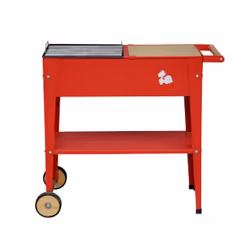 Herstera BBQ 1, Barbecue, Charbon de bois (combustible), Chariot, Réseau, Rouge, Rectangulaire