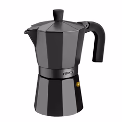 Cafetière italienne - Monix - Vitro noir - 3 tasses - Aluminium - Design ergonomique