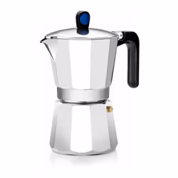 Cafetière en aluminium avec fond diffuseur adaptée à tous les types de plaques de cuisson, y compris l'induction . Capacité 9 ...
