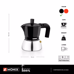 Monix M863003 machine à café manuelle Cafetière à moka 0,195 L Noir