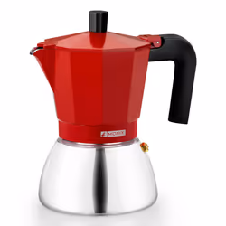 Monix M863106, Cafetière à moka, 0,37 L, Rouge, Aluminium, Acier inoxydable, 6 tasses, Bakelite
