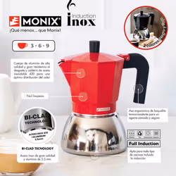 Monix M863106 machine à café manuelle Cafetière à moka 0,37 L Rouge