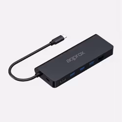 Approx APPC53, USB 3.2 Gen 1 (3.1 Gen 1) Type-C, 100 W, 1000 Mbit/s, Noir, MicroSD (TransFlash), SD, 30 Hz