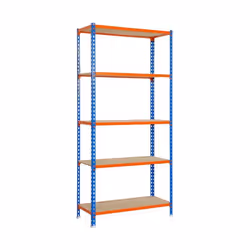 Simonrack Maderclick Plus 5/500, 5 étagères, Bois, Métal, Orange, Bleu, Bois naturel, 150 kg, 9 min