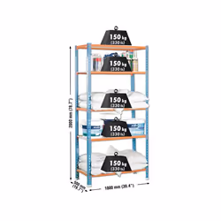 Simonrack Maderclick Plus 5/500 Bois Métal Orange, Bleu, Bois naturel
