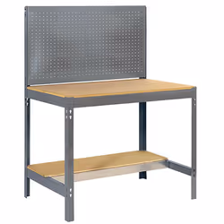 Établi d’atelier complet SimonRack SIMONWORK BT2 1200 GRIS/BOIS 1445x1210x610, structure métallique, charge 600kg, panneau pe ...