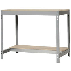 Etabli d'Atelier, Capacité de Charge 400 kg, 842x910x610 mm, Table de Travail Bricolage, Gris/Bois - Bt-0 - Simonrack