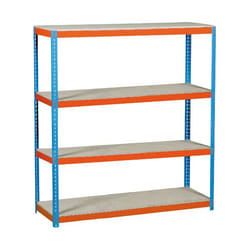 Simonrack Simonforte 1809-4 Chipboard Panneau aggloméré Métal Orange, Bleu, Bois naturel