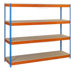 Simonrack - Etagère charge lourde simonforte 1504-4 chipboard bleu/orange/mader - 2000x1500x450 600Kg