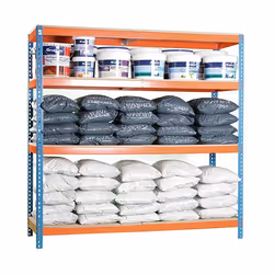 Simonrack Ecoforte 1804-4 Chipboard Panneau aggloméré Métal Orange, Bleu, Bois naturel