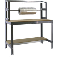 Etabli d'Emballage, Capacité de Charge 400 kg, 1445x910x760 mm, Barre Porte-Rouleaux, Table de Travail Bricolage, Galvanisé/Bois - Bt-4 - Simonrack