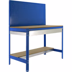 Établi en métal BLUE/WOOD avec une capacité de charge de 400 kg Les dimensions (hauteur x largeur x profondeur) sont de 1445x ...
