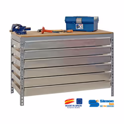 Simon Rack - Kit Etabli avec tiroirs 840x900x600mm - BT-5 BOX6 900 GRIS FONCE/BOIS Caractéristiques techniques de cet établi ...