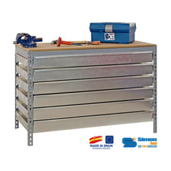 Simon Rack - Kit Etabli avec tiroirs 840x900x600mm - BT-5 BOX6 900 gris fonce/bois