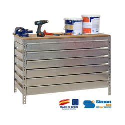 Simon Rack - Kit Etabli avec tiroirs 840x1500x750mm - BT-5 BOX6 1500 galva/bois