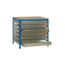 Simon Rack - Etabli 6 tiroirs 842x1510x760mm Bleu charge 600Kg - BT5 box 1500