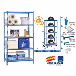 Etagère de rangement - SIMON RACK - Simonclick MINI 400 - 1800x800x400mm - Charge 180Kg - Bleu galva