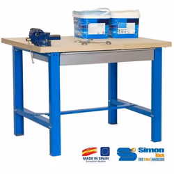 Etabli avec tiroir SimonRack BT6-BOX 1500 - Bleu/Bois - 865x1500x750mm