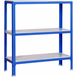 Étagère en métal de couleur BLEU/BLANC sans vis avec mesures (hauteur x largeur x longueur) 900x800x400 mm Il dispose de 3 ét ...